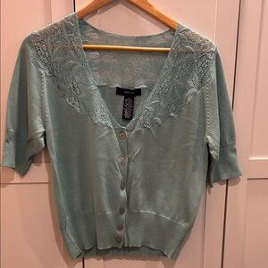 Jones Wear Mint Lace Cardigan